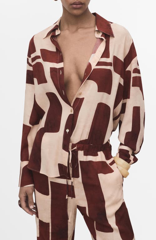 Mango Geo Print Button-up Shirt In Brown