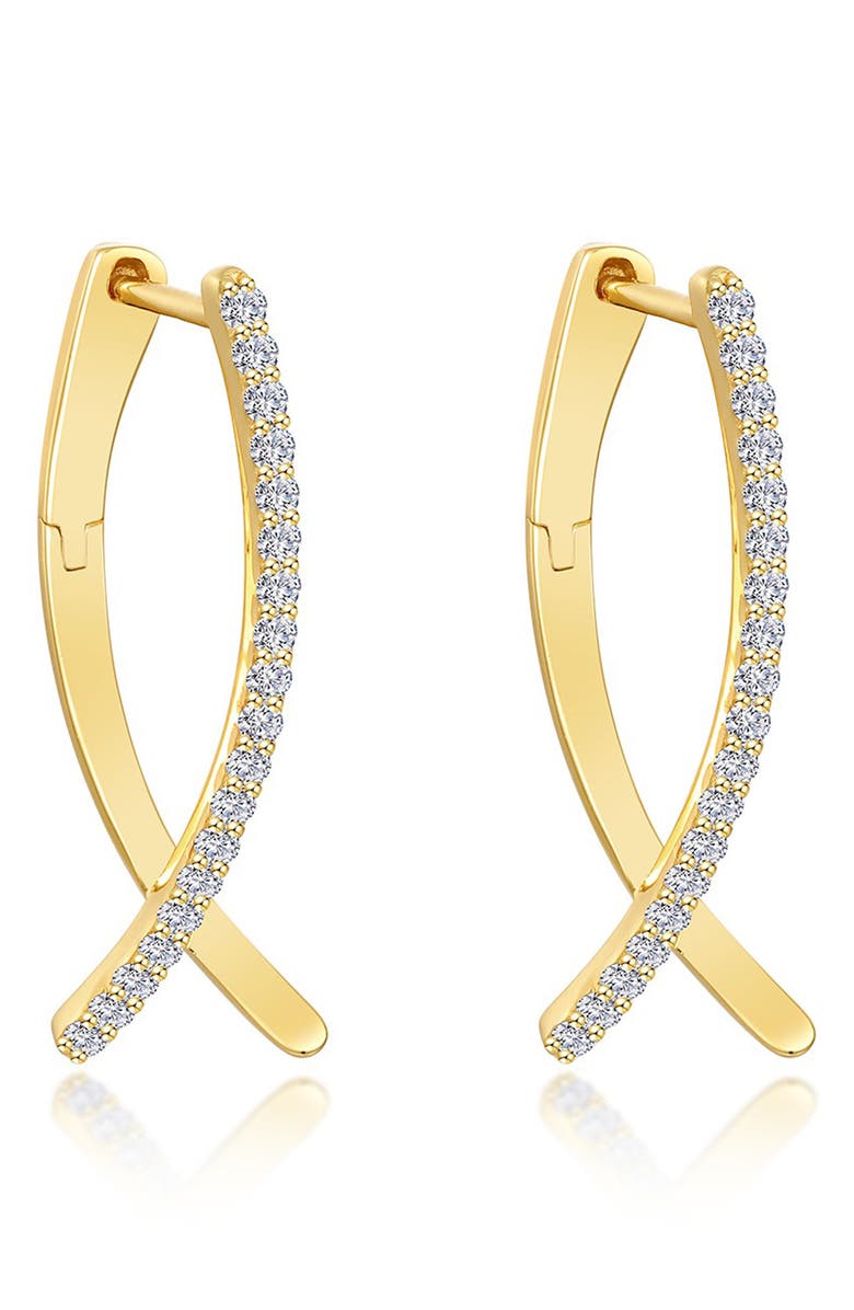 Lafonn Pavé Simulated Diamond Crossover Oval Hoop Earrings, Main, color, Gold/ White
