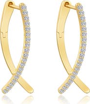 Lafonn Pavé Simulated Diamond Crossover Oval Hoop Earrings