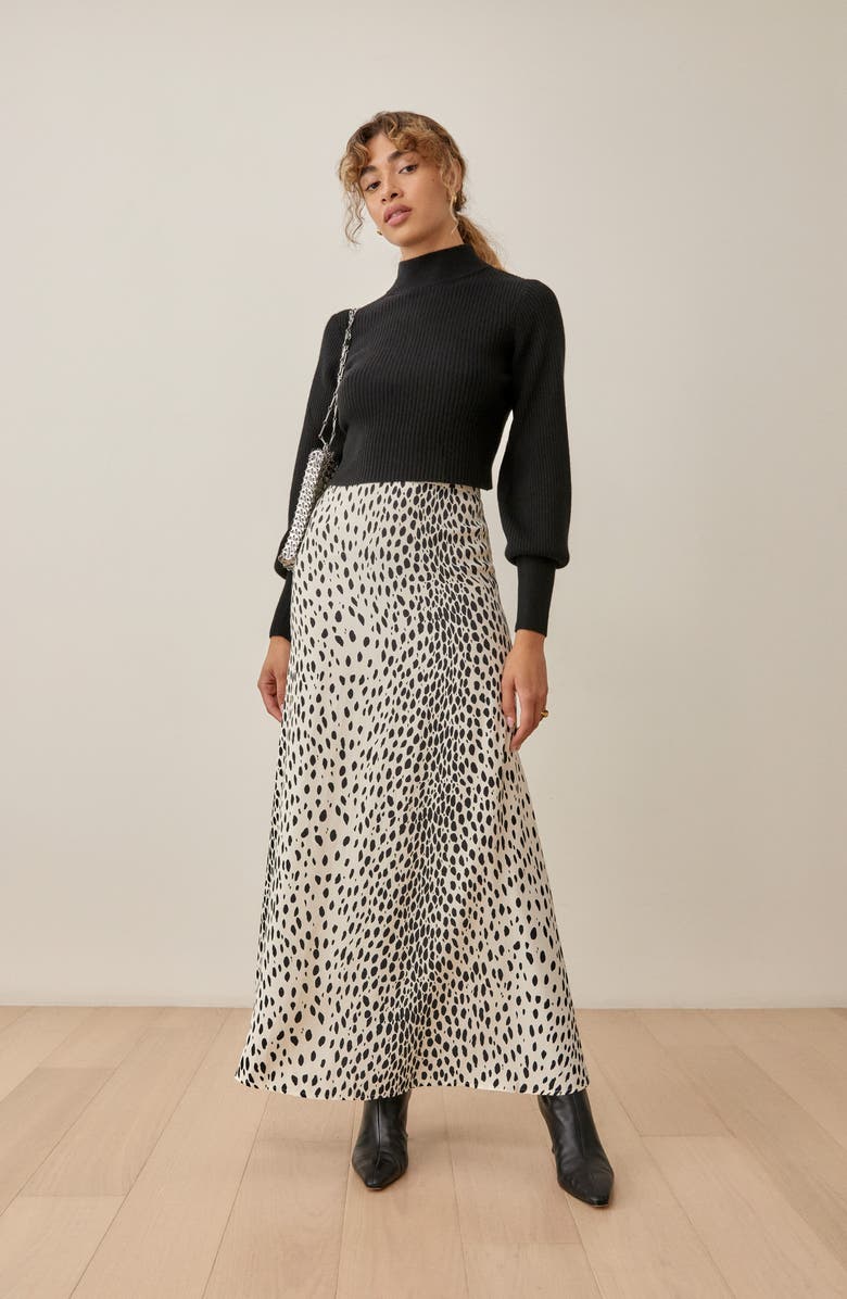 Reformation Kieran Cashmere Button Back Mock Neck Sweater, Alternate, color, 