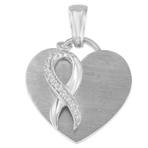 Silver 1/10 cttw Diamond Heart Pendant Necklace