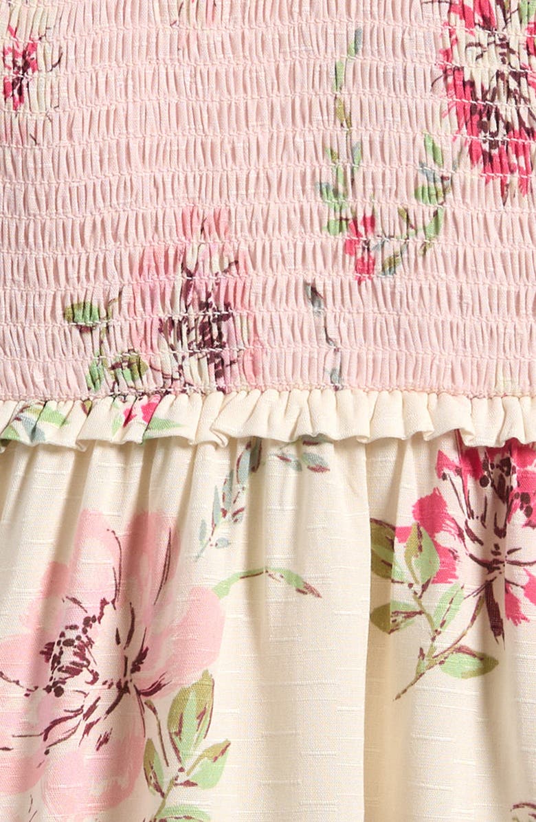 Zunie Kids' Tie Shoulder Smocked Sundress, Alternate, color, Blush Multi