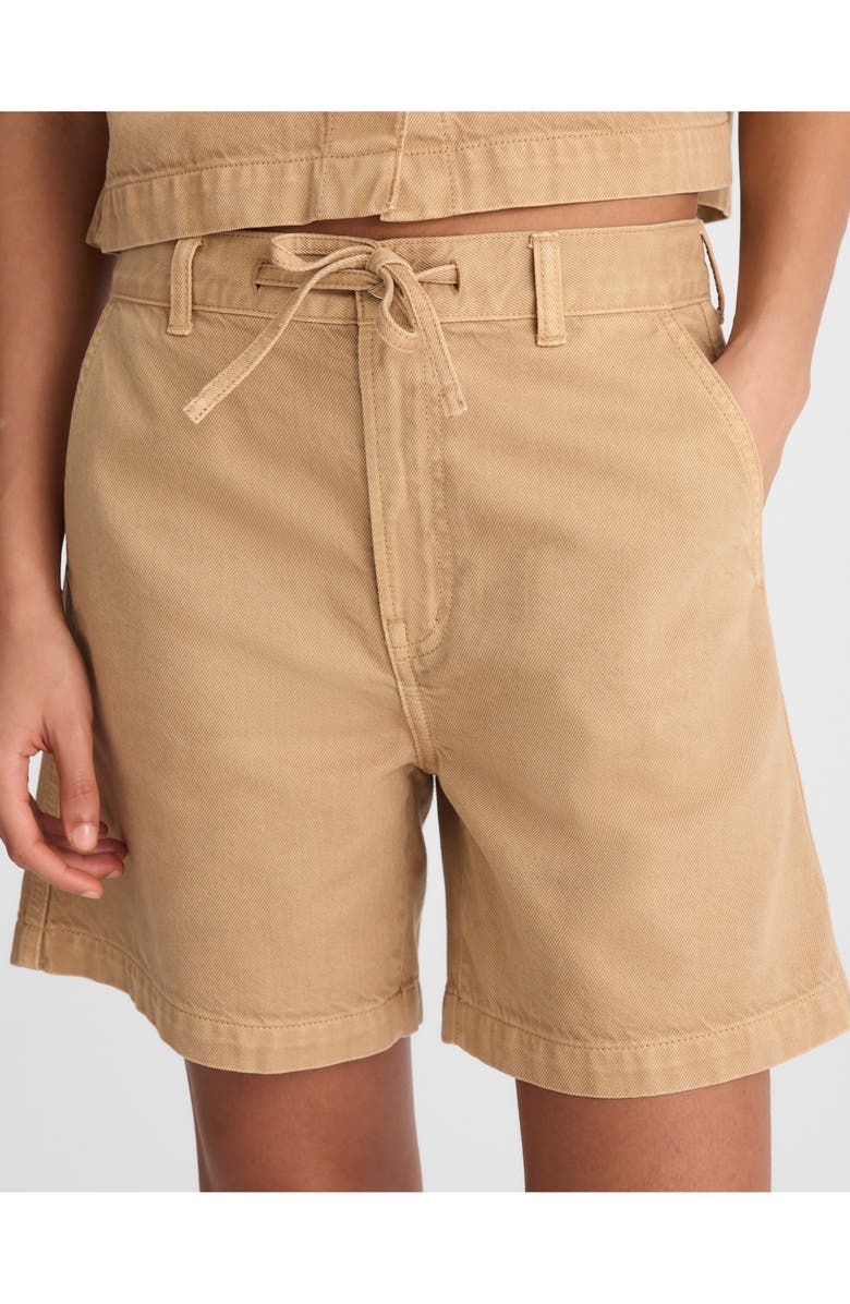 Madewell Drawstring Airy Denim Shorts, Alternate, color, Fawn