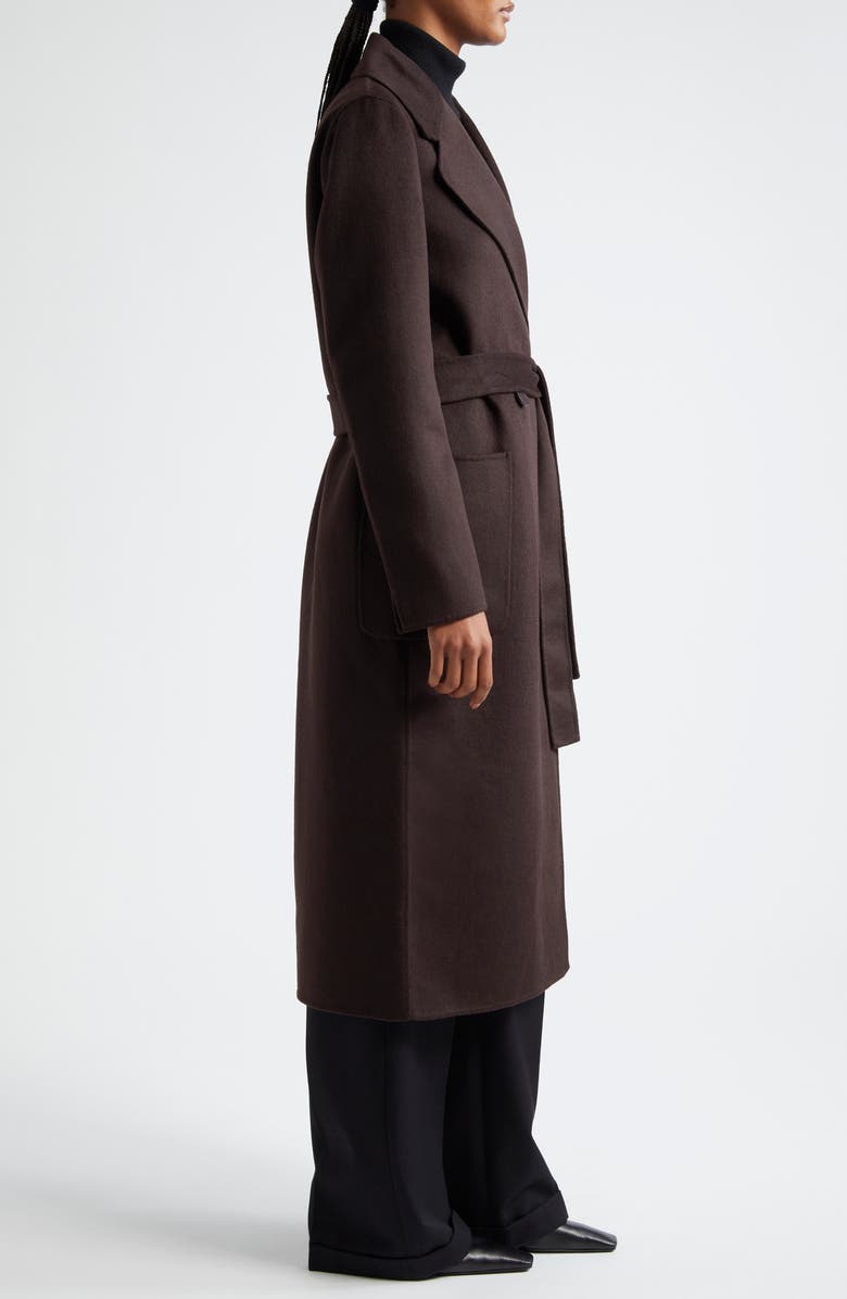 Reiss Lucia Tie Waist Wool Blend Coat, Alternate, color, Chocolate