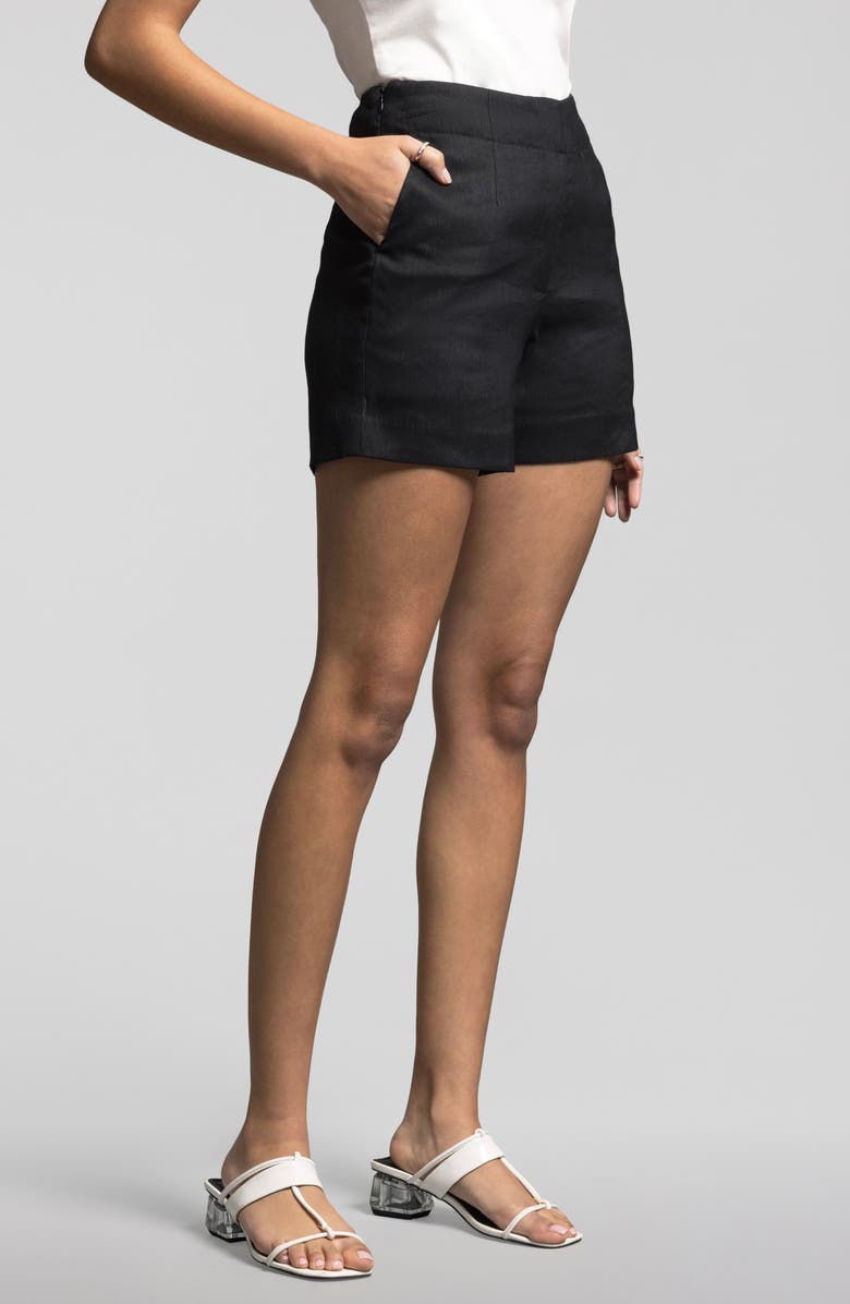 WEEKEND LOS ANGELES Luna Linen Blend Shorts, Alternate, color, Black