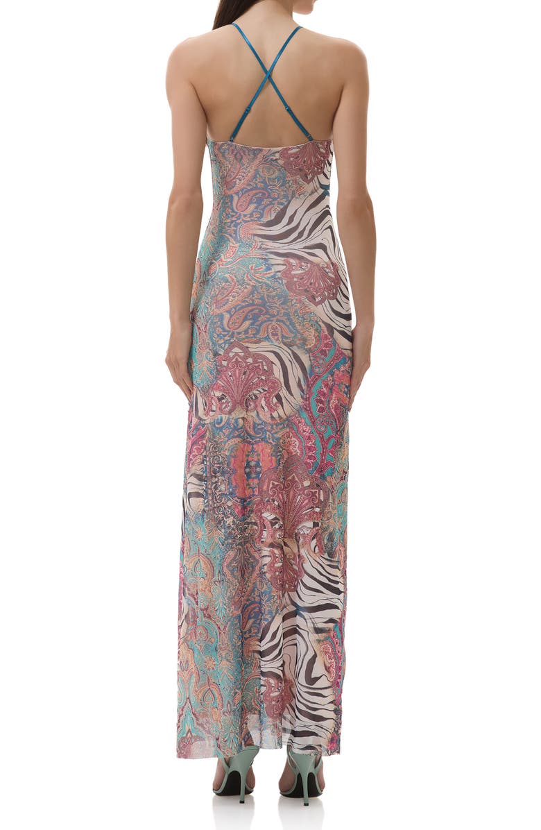 AFRM Romy Printed Mesh Maxi Slipdress, Alternate, color, Gilded Paisley