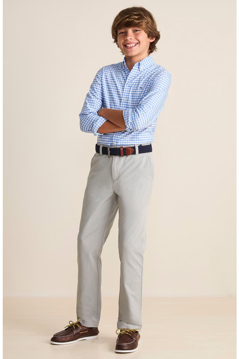 Kids' Flat Front Performance Chinos, Alternate, color, ULTIMATE GRAY