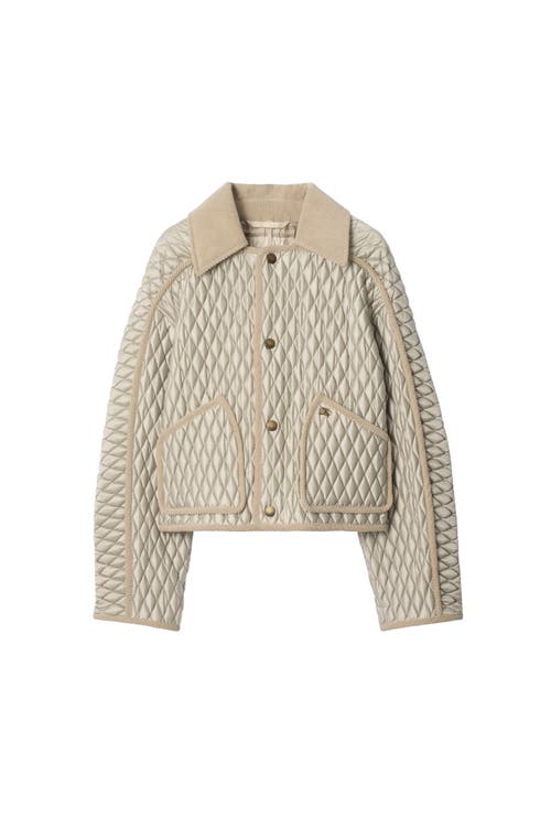 Burberry Floriston Quilted Corduroy-trimmed Jacket In Neutral