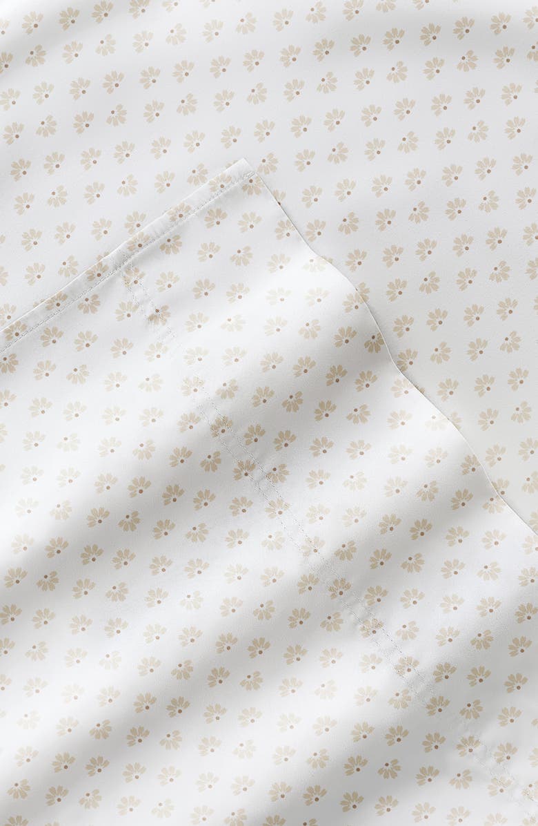 HOMESPUN 300 Thread Count Cotton Sateen Sheet Set, Alternate, color, Moon Daisies Natural