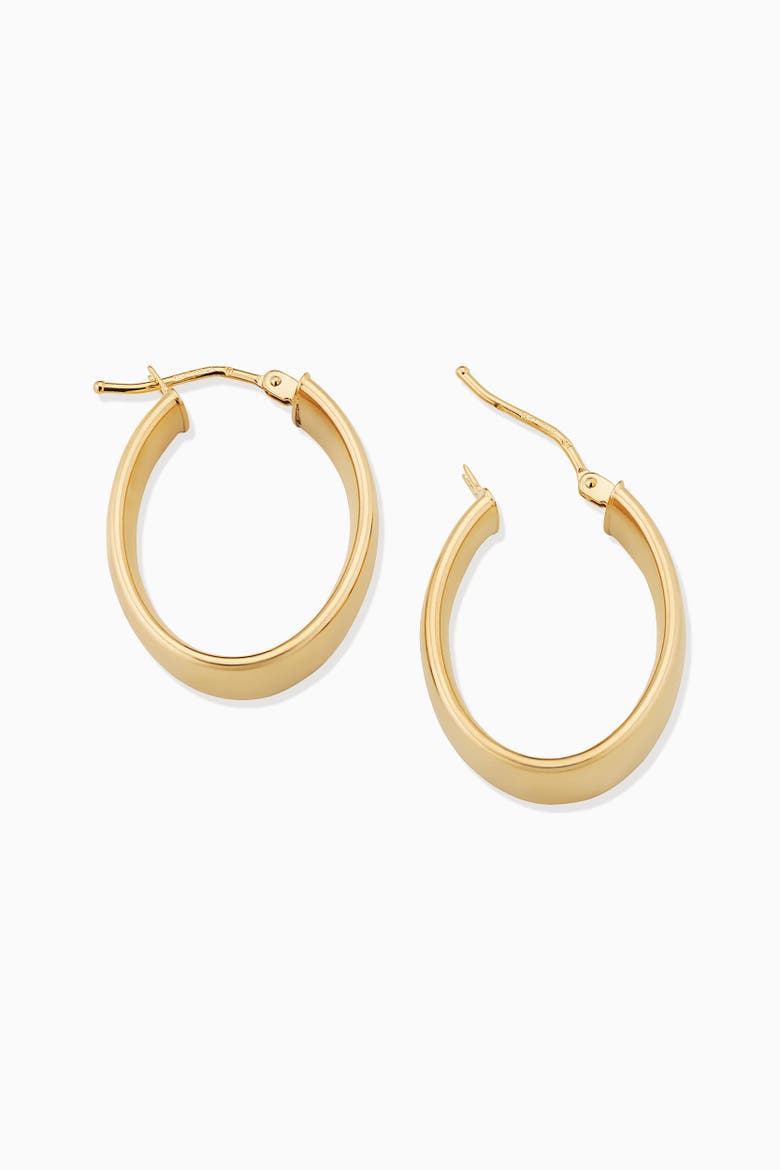 14K Yellow Gold The One Midi Oval Hoops, Alternate, color, Yellow Gold
