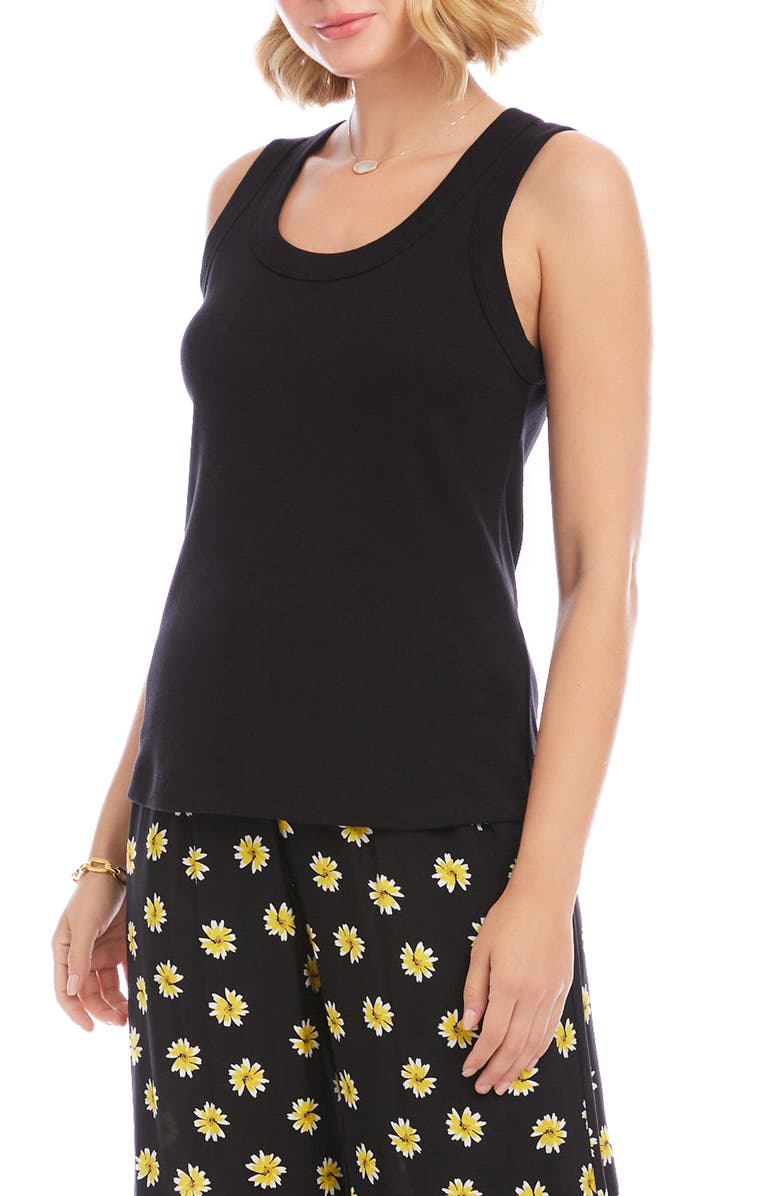 Karen Kane Scoop Neck Rib Tank, Alternate, color, Black