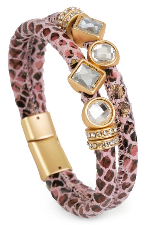 Crystal Faux Leather Bracelet