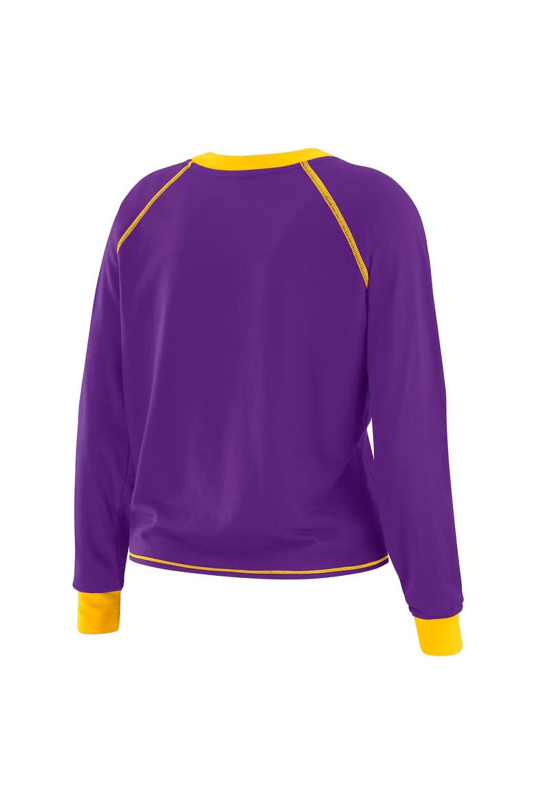 Women's WEAR by Erin Andrews Purple/Gold Minnesota Vikings Tie-Front Long Sleeve Top, Alternate, color, Purple