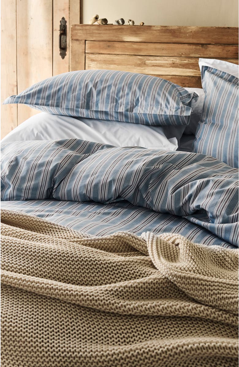 CHRISTY Calder Stripe Cotton Percale Pillow Sham Pairs, Alternate, color, Blue