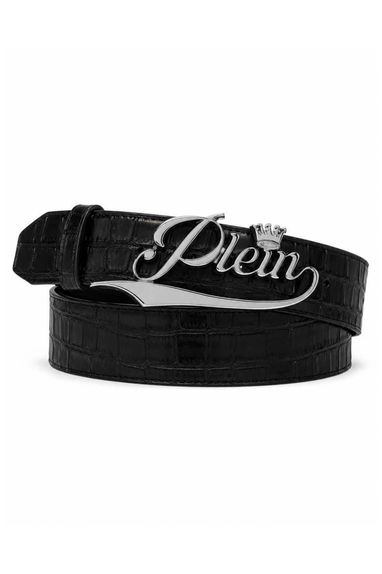 Leather Belt King Plein Cocco Men, Main, color, black/nickel