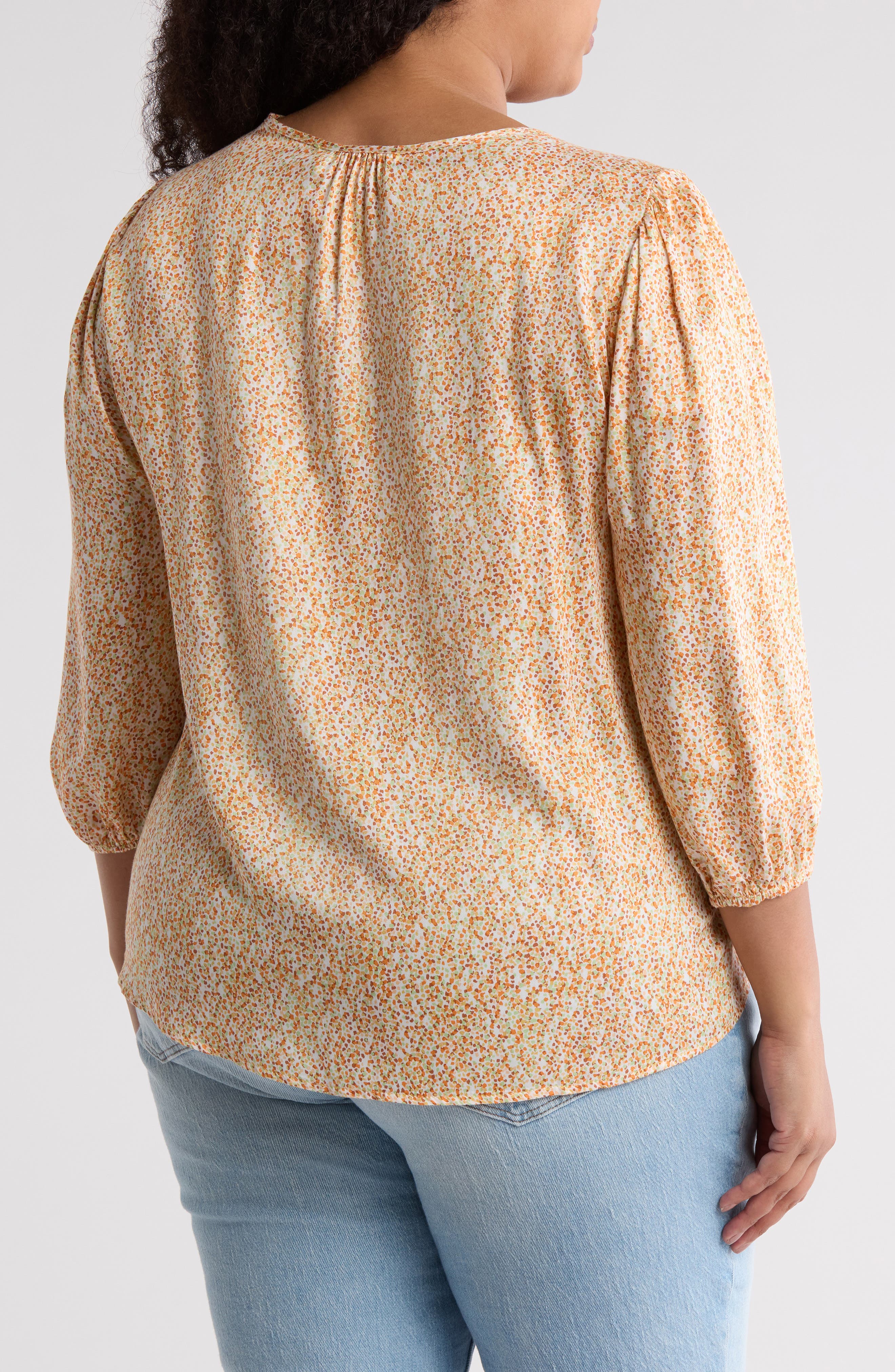 Dot Print Balloon Sleeve Top - image 4