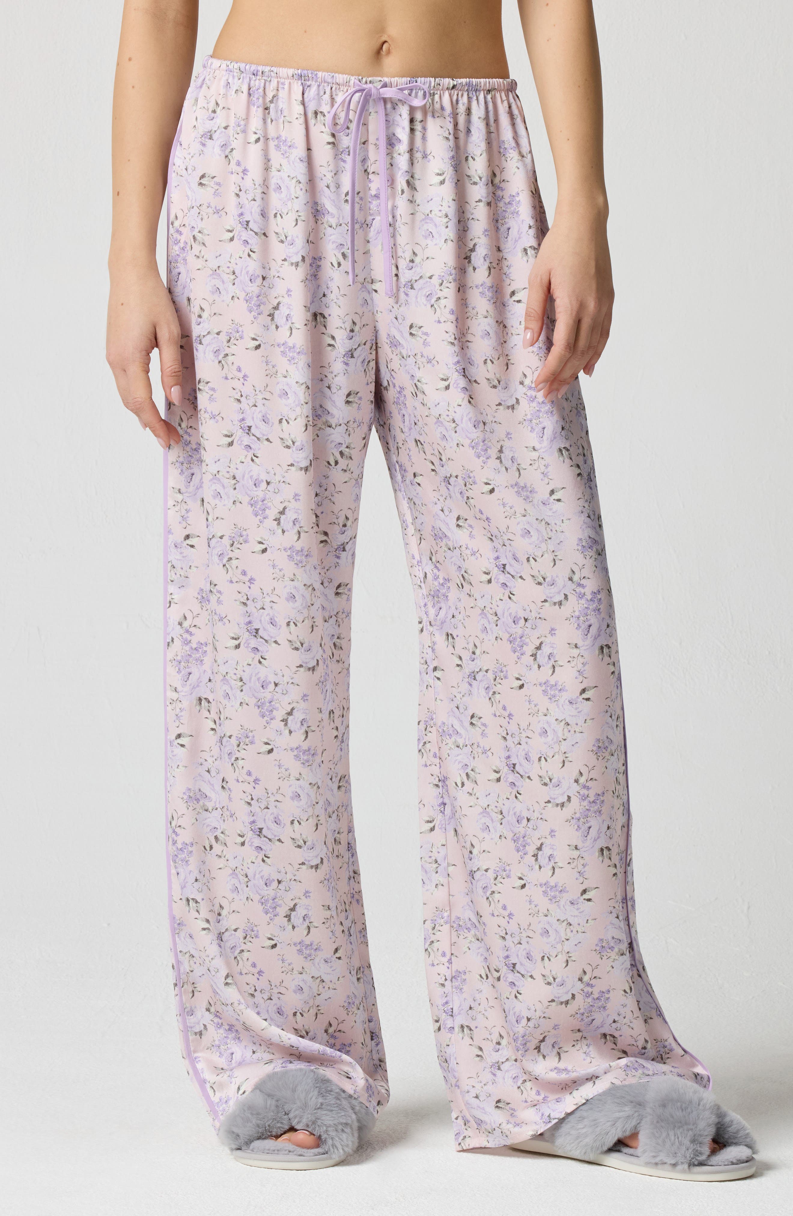 Drawstring Waist Satin Pajama Pants
