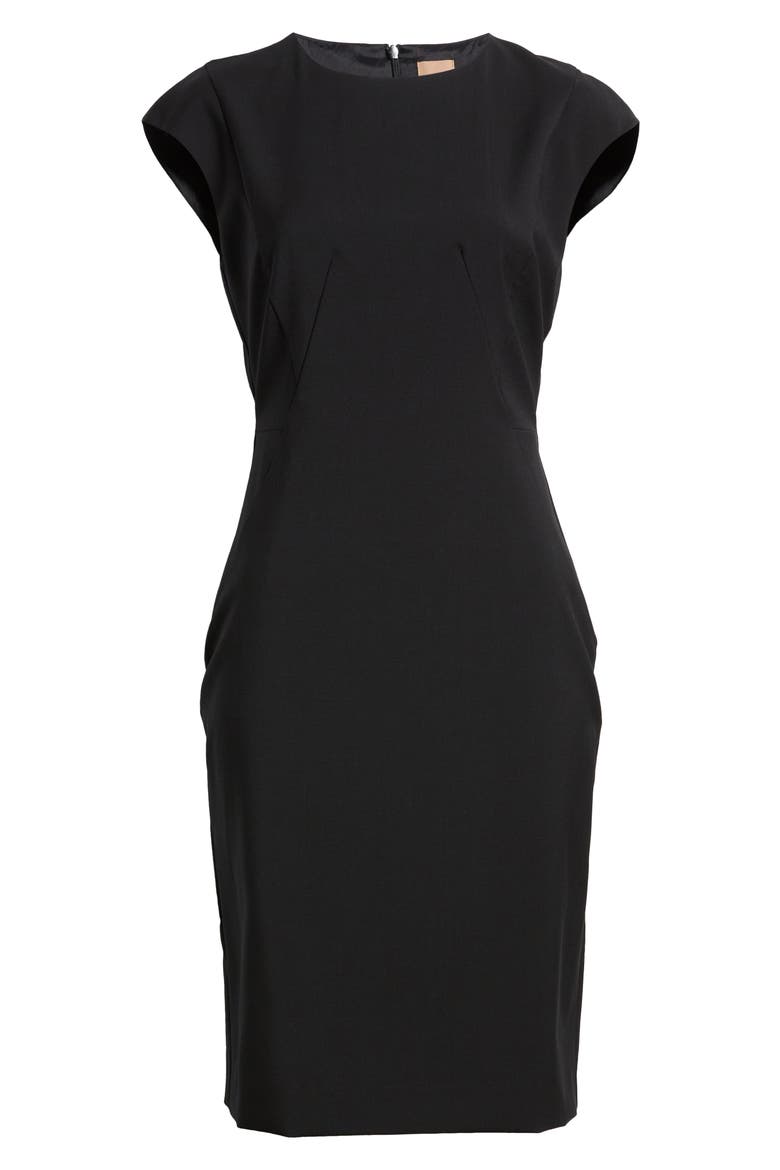 Dironah Virgin Wool Sheath Dress, Alternate, color, BLACK