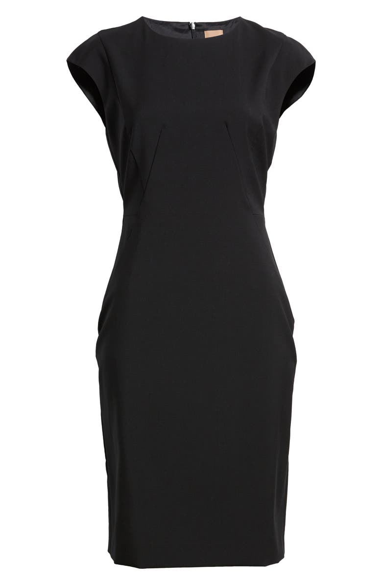 BOSS Dironah Virgin Wool Sheath Dress, Alternate, color, Black