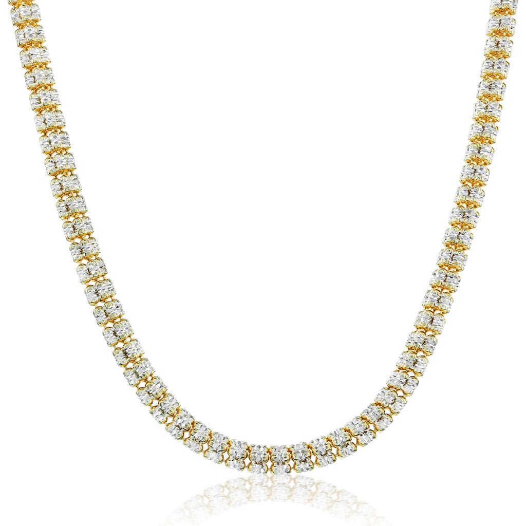 Simona Ice Cubic Zirconia Tennis Necklace In Two-tone