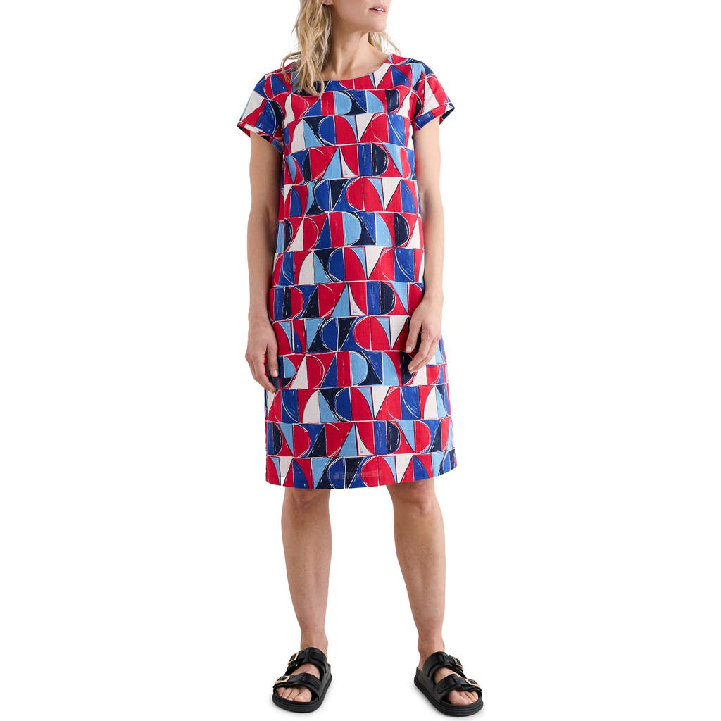 Shop Seasalt Cornwall River Cove Print Shift Dress In Sail Geo Scarlet