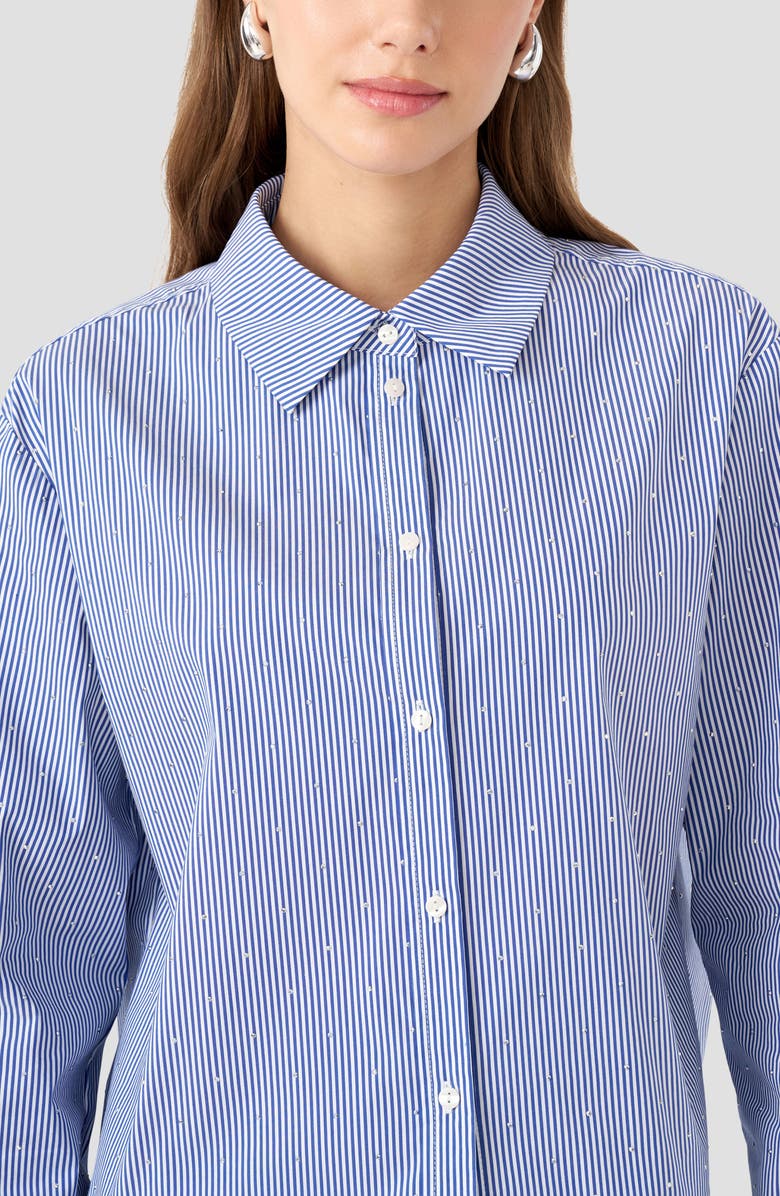 RM Rebecca Minkoff Boxy Stripe Button-Up Shirt, Alternate, color, Blue Stripe