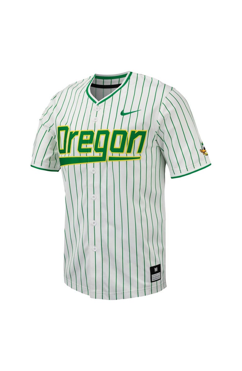 Nike Men's Nike White Oregon Ducks Pinstripe Replica Baseball Jersey, Alternate, color,