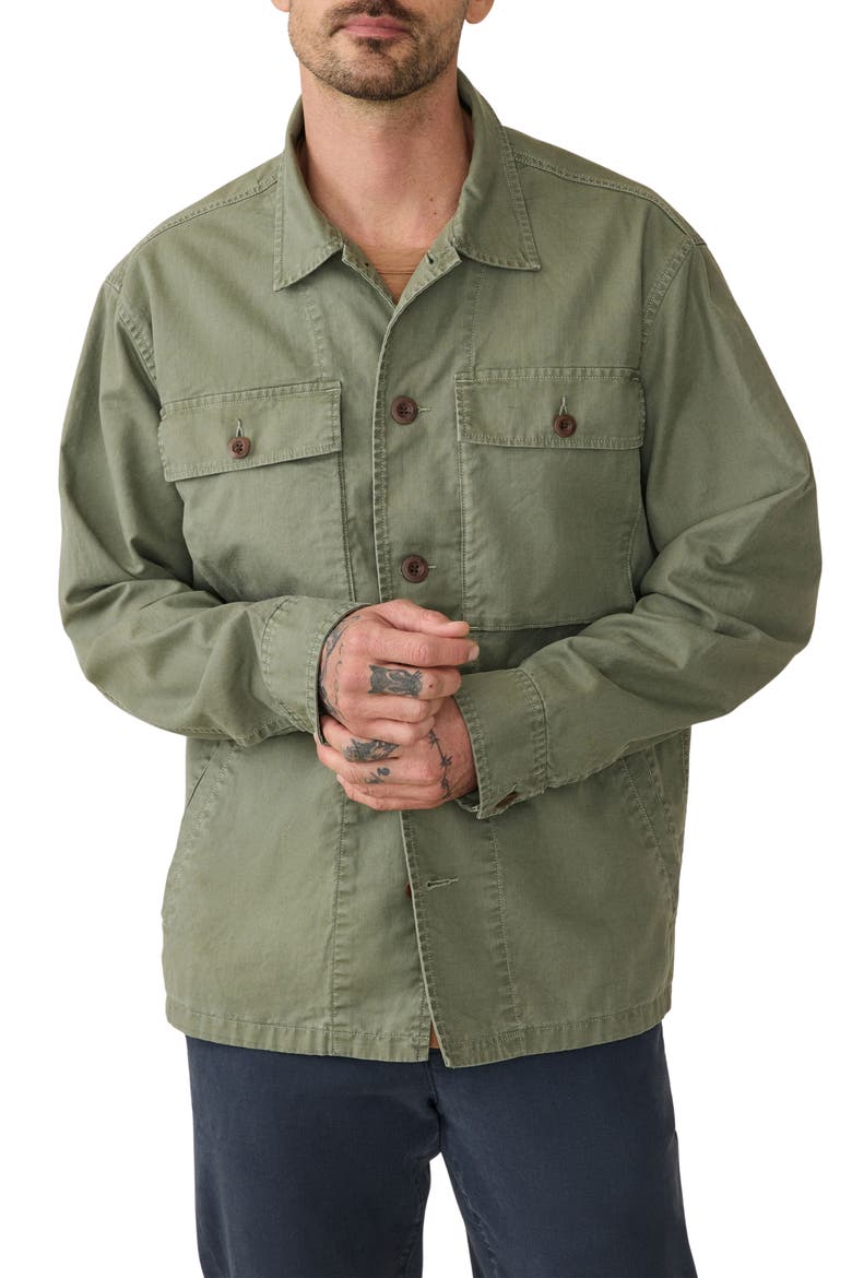 Commander Cotton & Linen Button-Up Shirt Jacket, Main, color, SPRING FOREST