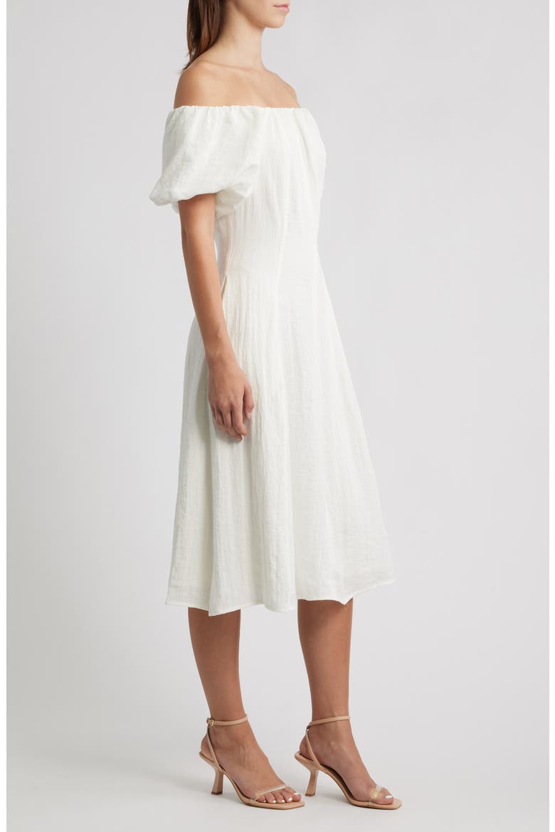 Off the Shoulder A-Line Dress, Alternate, color, WHITE