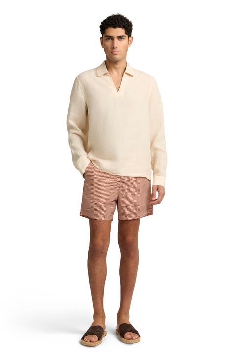 Linen Long Sleeve Popover Shirt