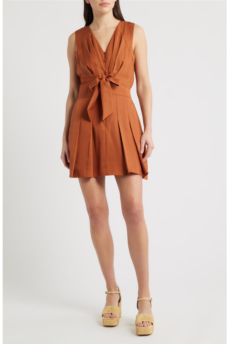 Seville Tie Waist Dress, Main, color, TERRA COTTA
