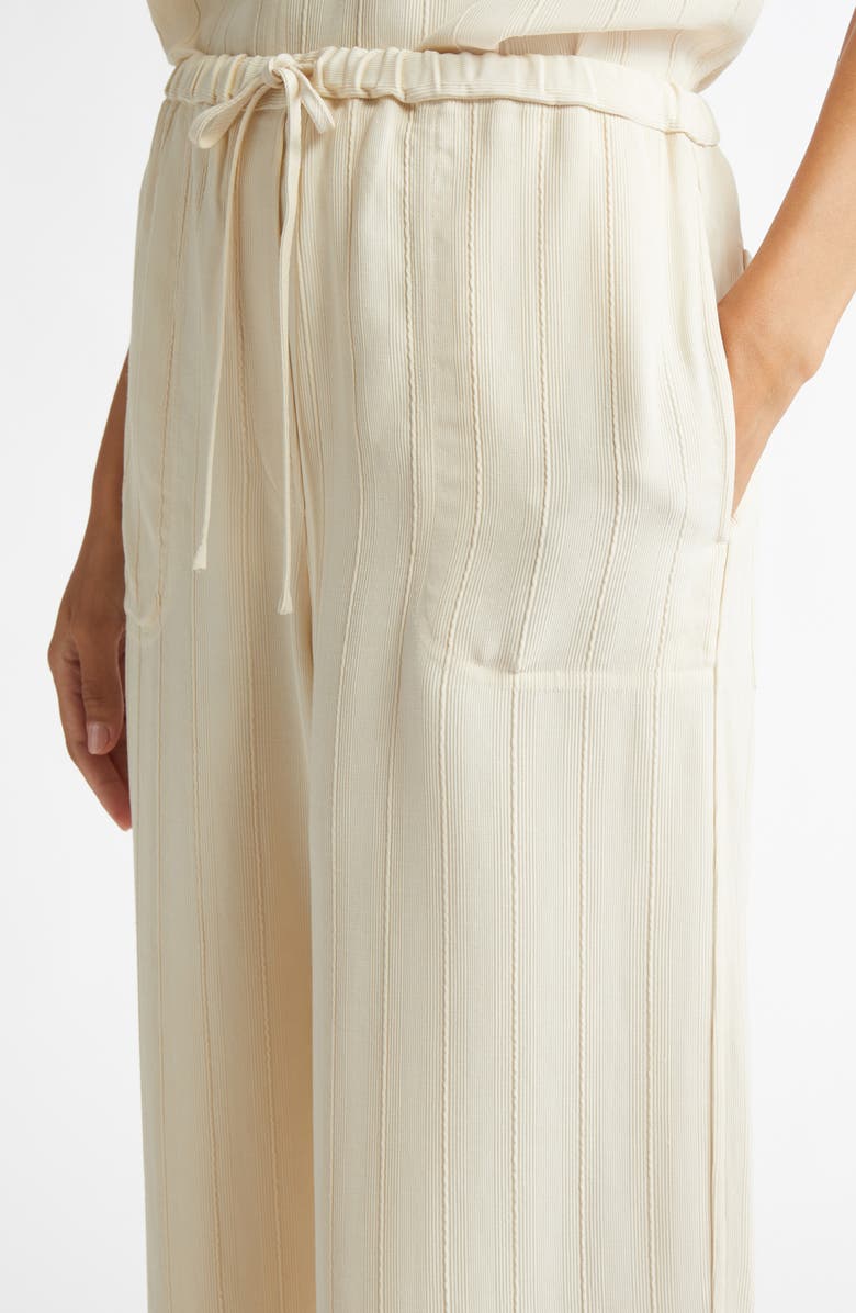 TOTEME Woven Stripe Drawstring Trousers, Alternate, color, Ecru