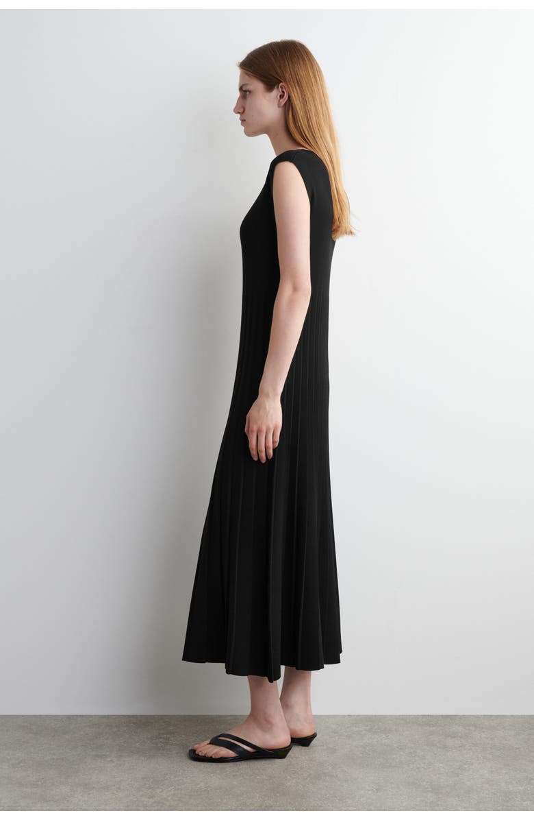 COS Knitted Pleated Maxi Dress, Alternate, color, Black