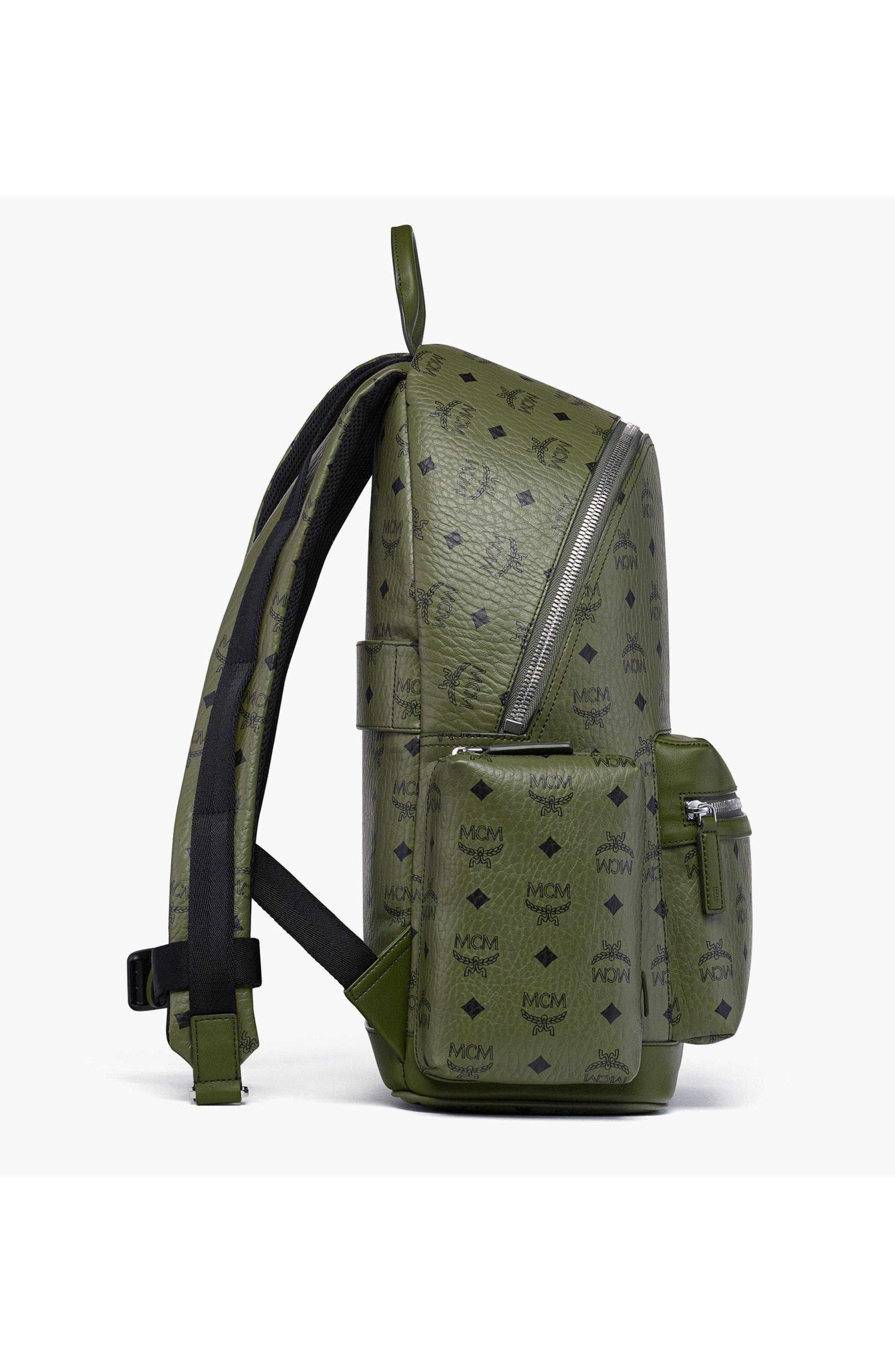 MCM Stark Backpack in Visetos, Alternate, color, Green