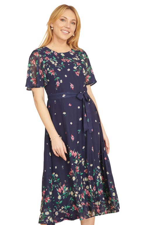 Yumi Daisy Mirror Placement Skater Dress In Brown