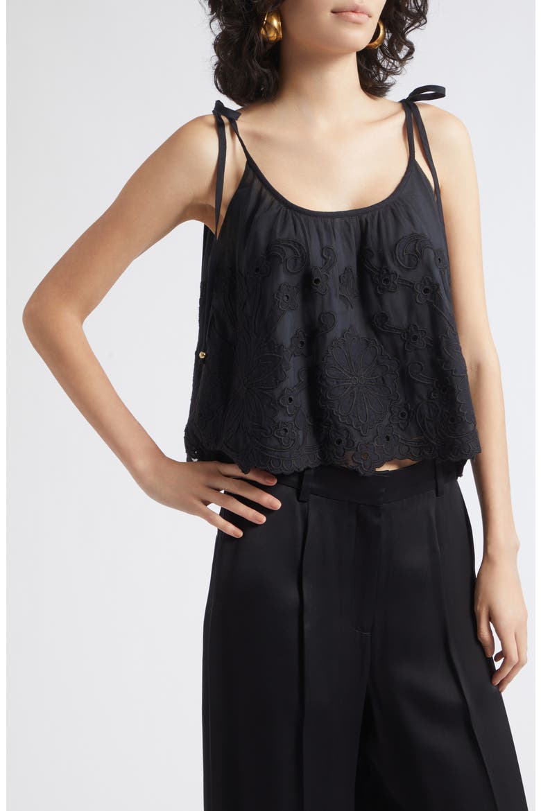 Elsie Tie Strap Tank, Alternate, color, BLACK EMBROIDERY