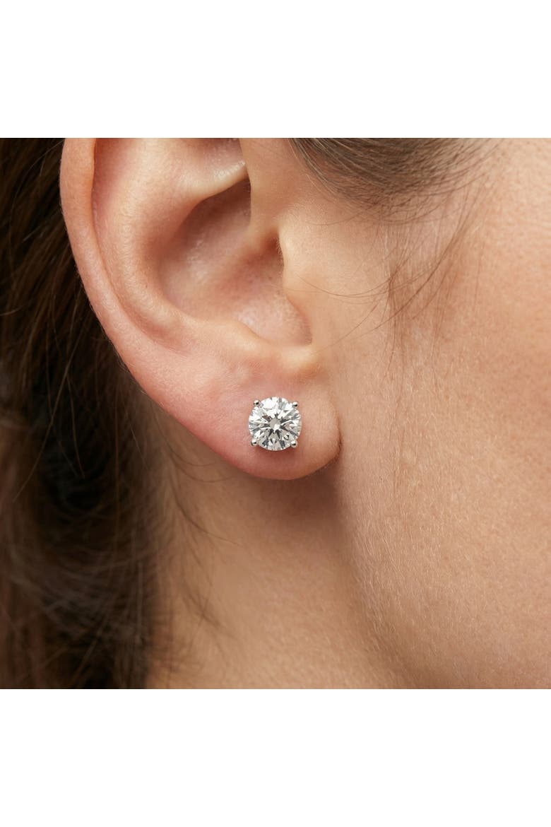 2 Ct TW Round Lab Grown Diamond Studs 14K Gold With Screw Backs, Alternate, color, 14k White Gold