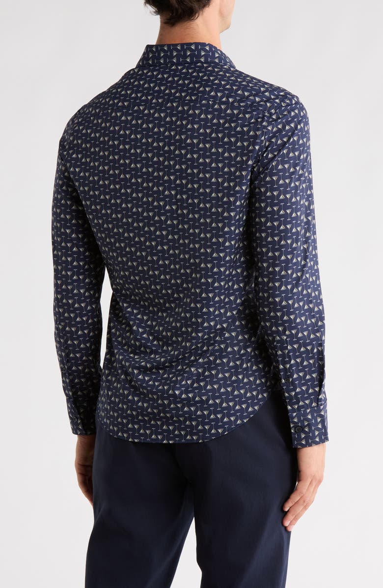 CONSTRUCT Slim Fit Martini Print 4-Way Stretch Performance Button-Down Shirt, Alternate, color,