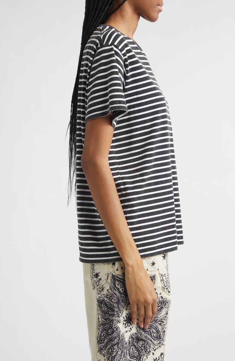 R13 Stripe T-Shirt, Alternate, color, Black With White Stripe