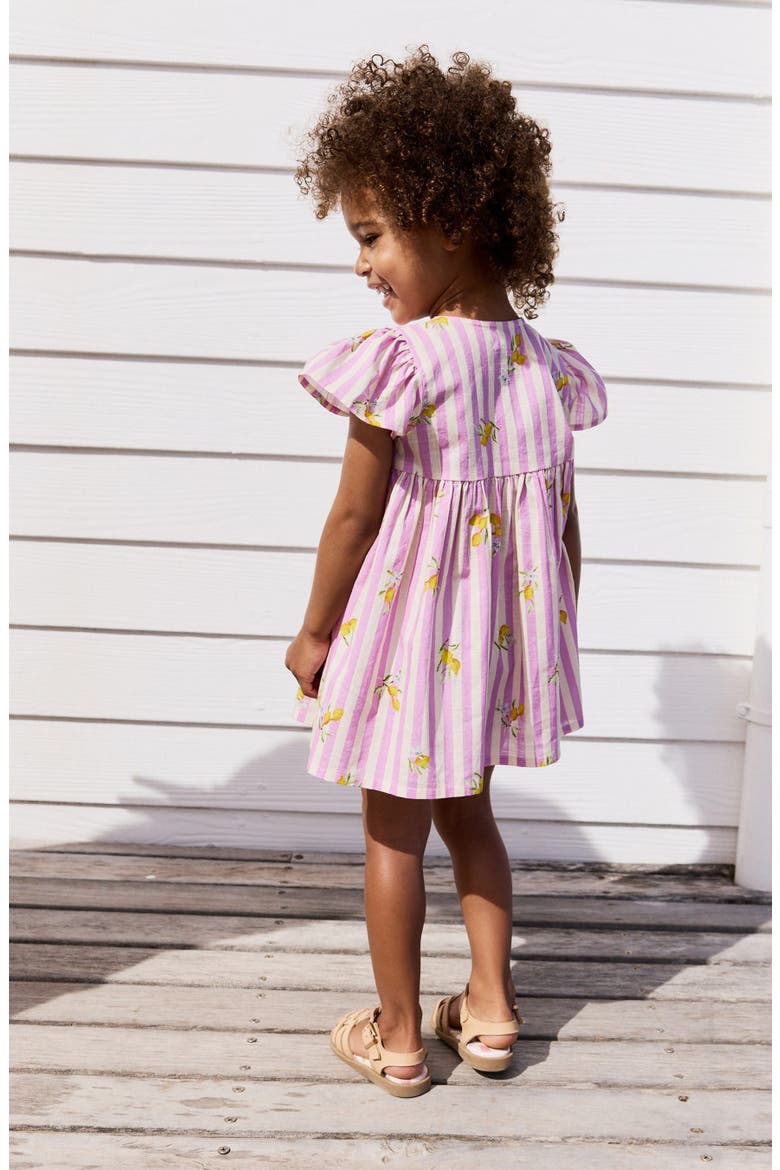 Kids' Stripe Cotton Button Front Dress, Alternate, color, PURPLE