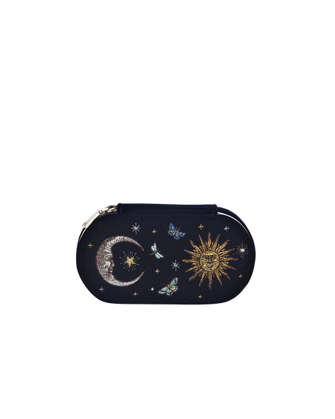 Night Sky Embroidered Velvet Oval Jewelry Box