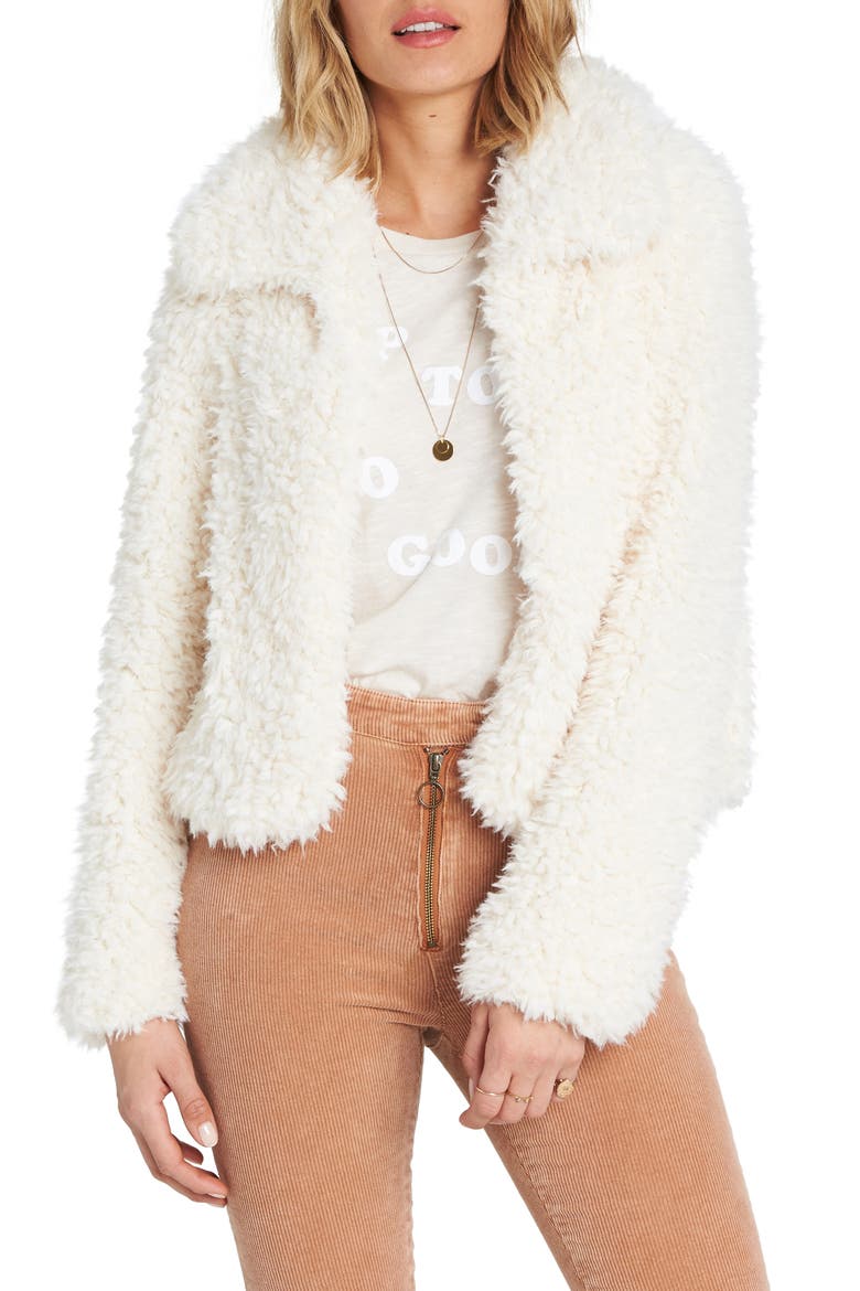 Fur Keeps Faux Fur Crop Jacket, Main, color, WHITE CAP