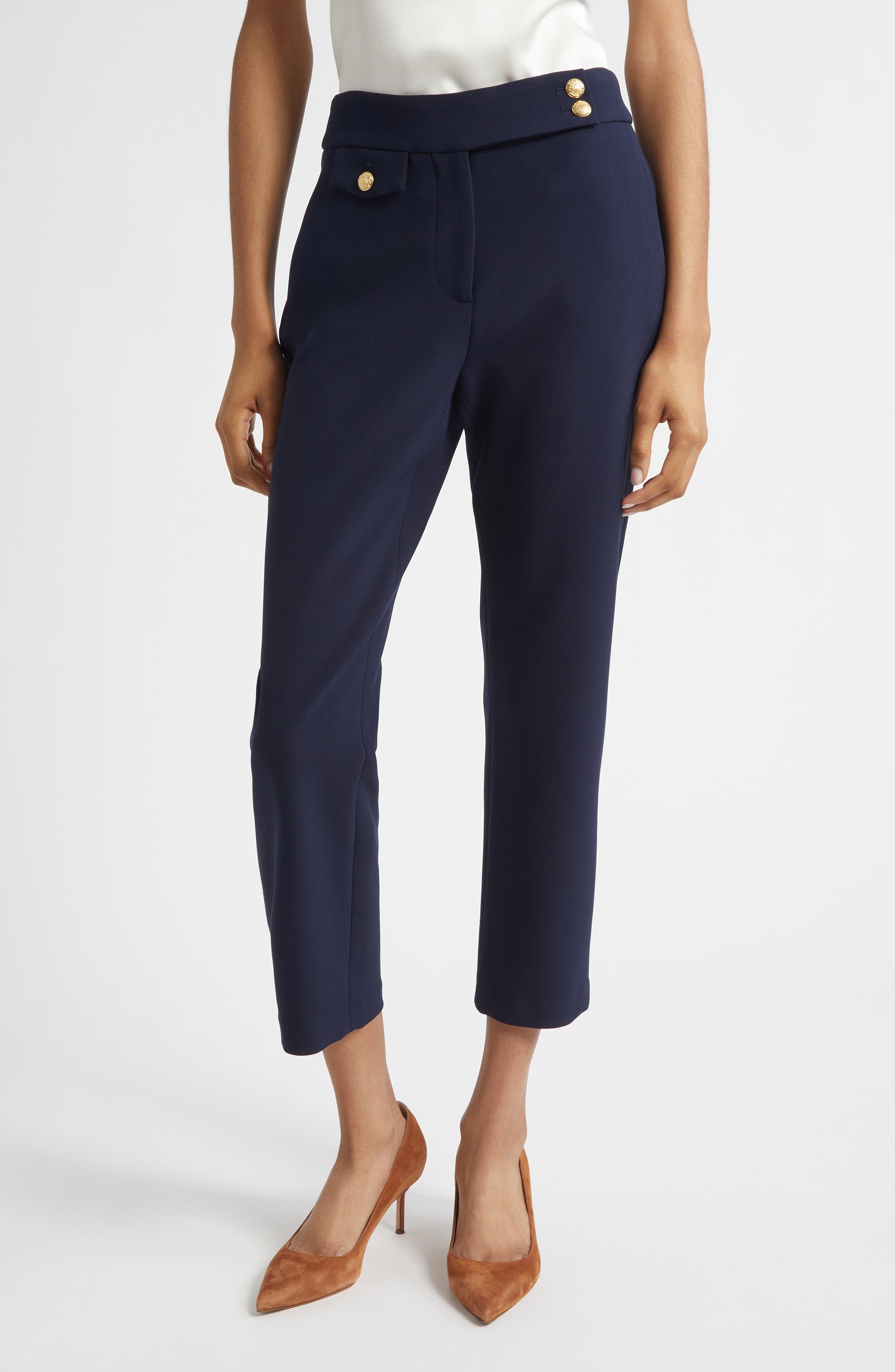 Renzo Crop Cotton Blend Trousers - image 3