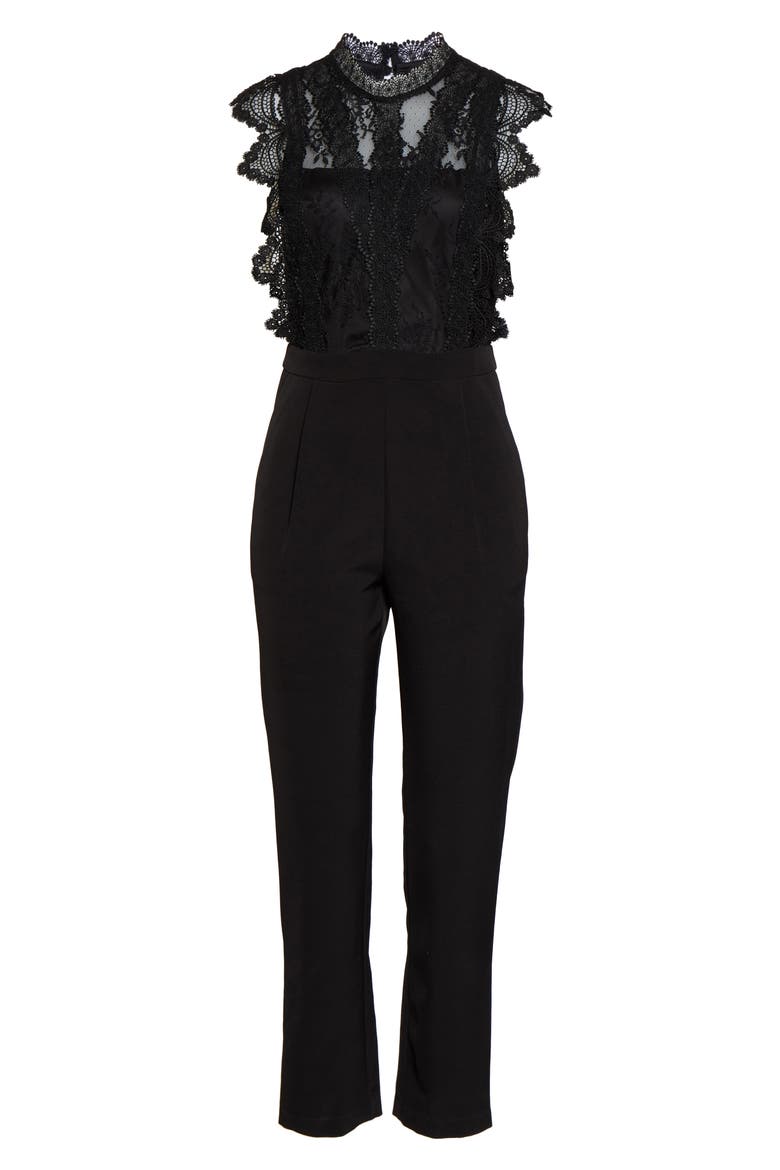 Madeline Lace Jumpsuit, Alternate, color, BLACK