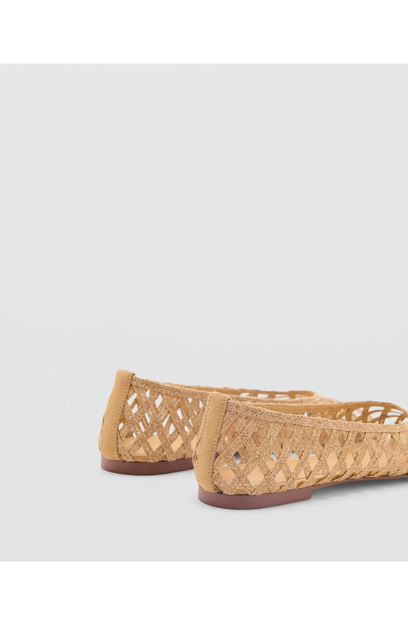 MANGO Open Weave Ballet Flat, Alternate, color, Medium Brown