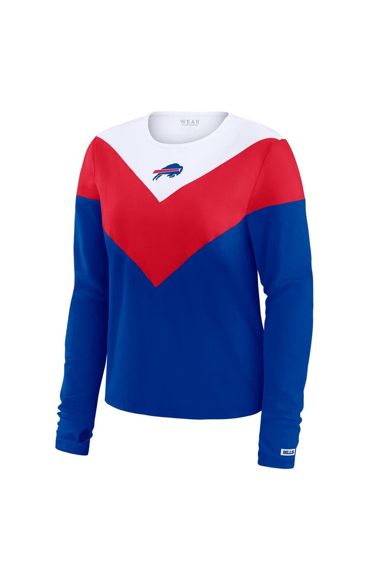 WEAR by Erin Andrews Women's WEAR by Erin Andrews Royal/Red Buffalo Bills Plus Size Chevron Tri-Blend Long Sleeve T-Shirt, Alternate, color,
