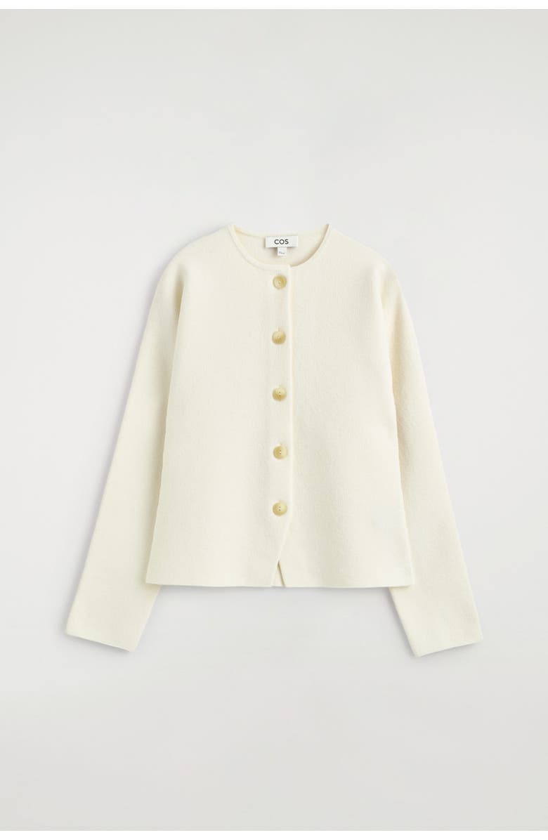 COS Sculptural Cotton Cardigan, Alternate, color, White