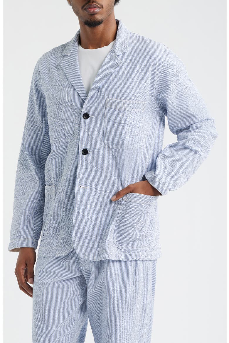 Organic Cotton Seersucker Server Suit Jacket, Alternate, color, NAVY STRIPE