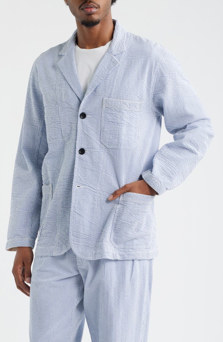 Service Works Organic Cotton Seersucker Server Suit Jacket, Alternate, color, Navy Stripe