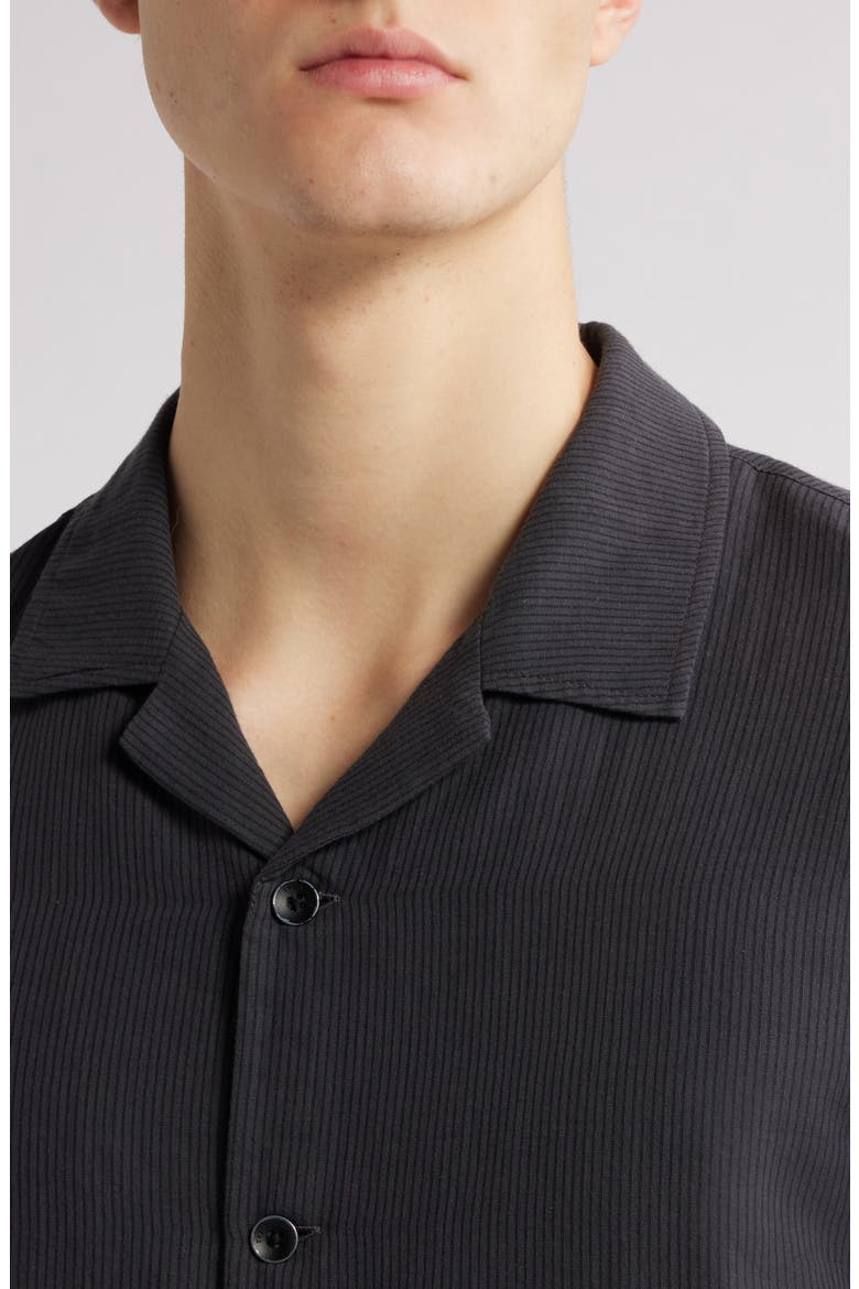 Avery Cotton Gauze Camp Shirt, Alternate, color, DARK GREY STRIPE